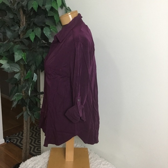 ROCK&REPUBLIC NWT purple twill top button down 0X - Picture 4 of 9